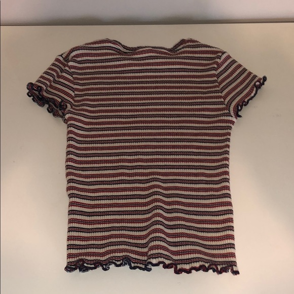 girls red, navy, and white stripped ruffle shirt - Picture 2 of 3